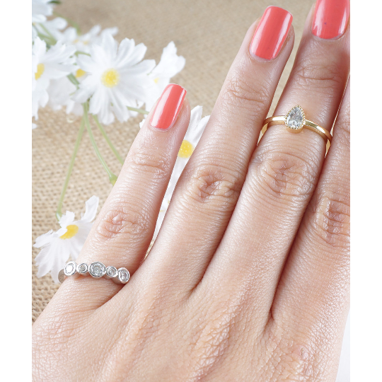 Crystal Midi RingDouble Knuckle RingTwo Way Ring Teardrop Crystal Silver or Gold Tone Pinky RingMidi Ring Image 1