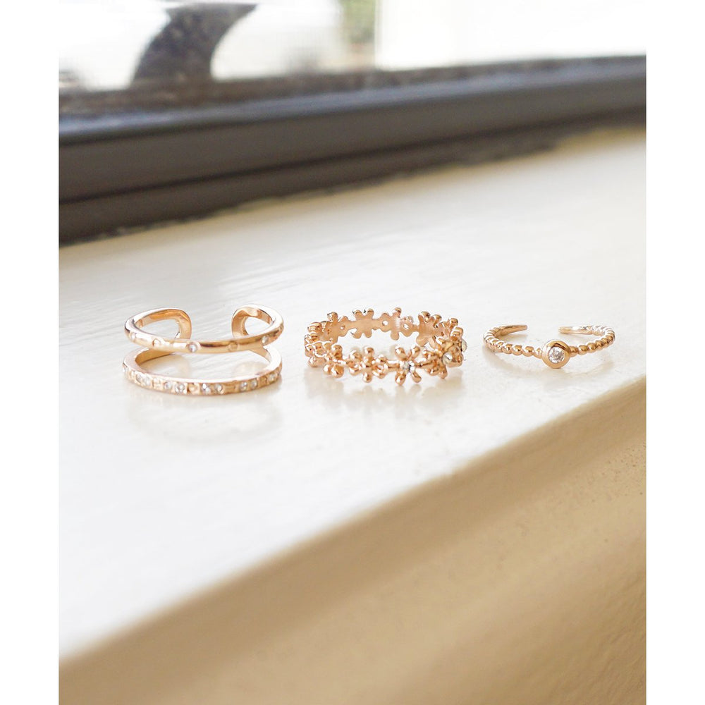 Rose Gold Midi Rings Set Dainty Midi Rings Set Cute Little Midi Rings Daisy Midi Ring Minimalist Midi Rings SET OF 3 Image 2