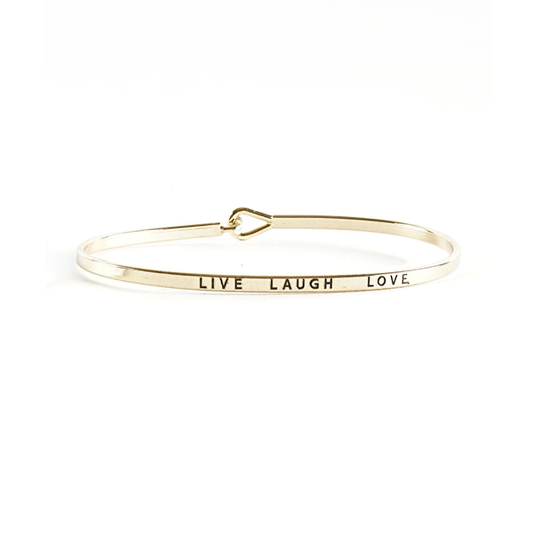 Live Laugh Love Bangle Thin Gold Bangle Simple Gold Bangle Bracelet Silver Engraved Bangle Handstamped Image 2