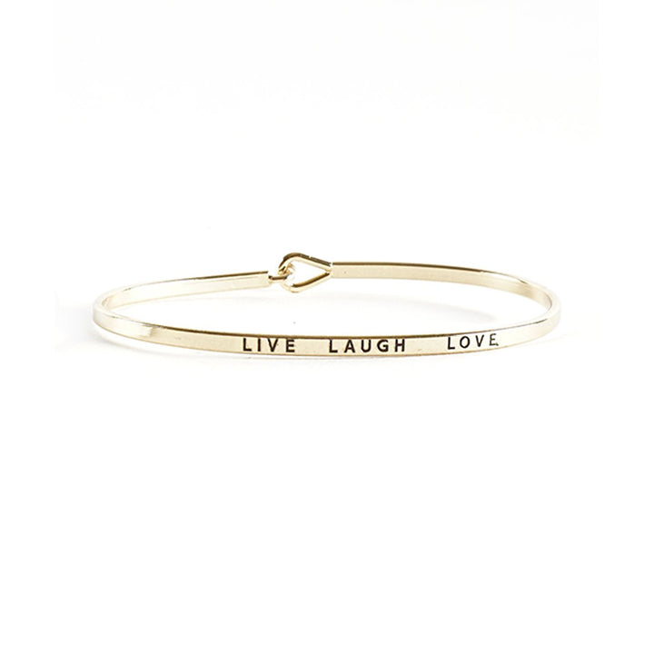 Live Laugh Love Bangle Thin Gold Bangle Simple Gold Bangle Bracelet Silver Engraved Bangle Handstamped Image 2