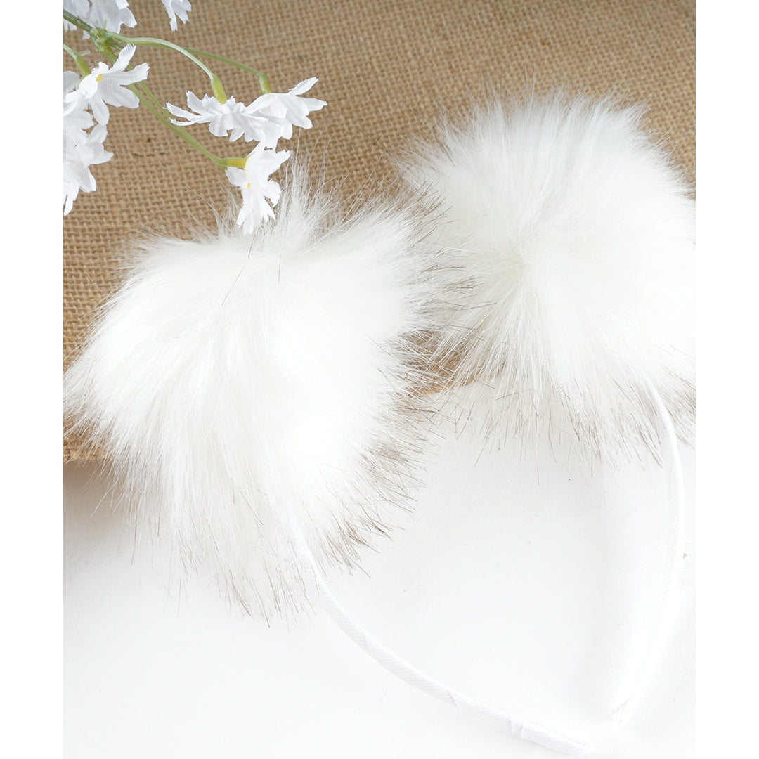 Kids Furry Headband Fun Pom Pom Headband for Toddlers Cute Girls Fuzzy Pom Pom Headband Childrens White Headband Image 1