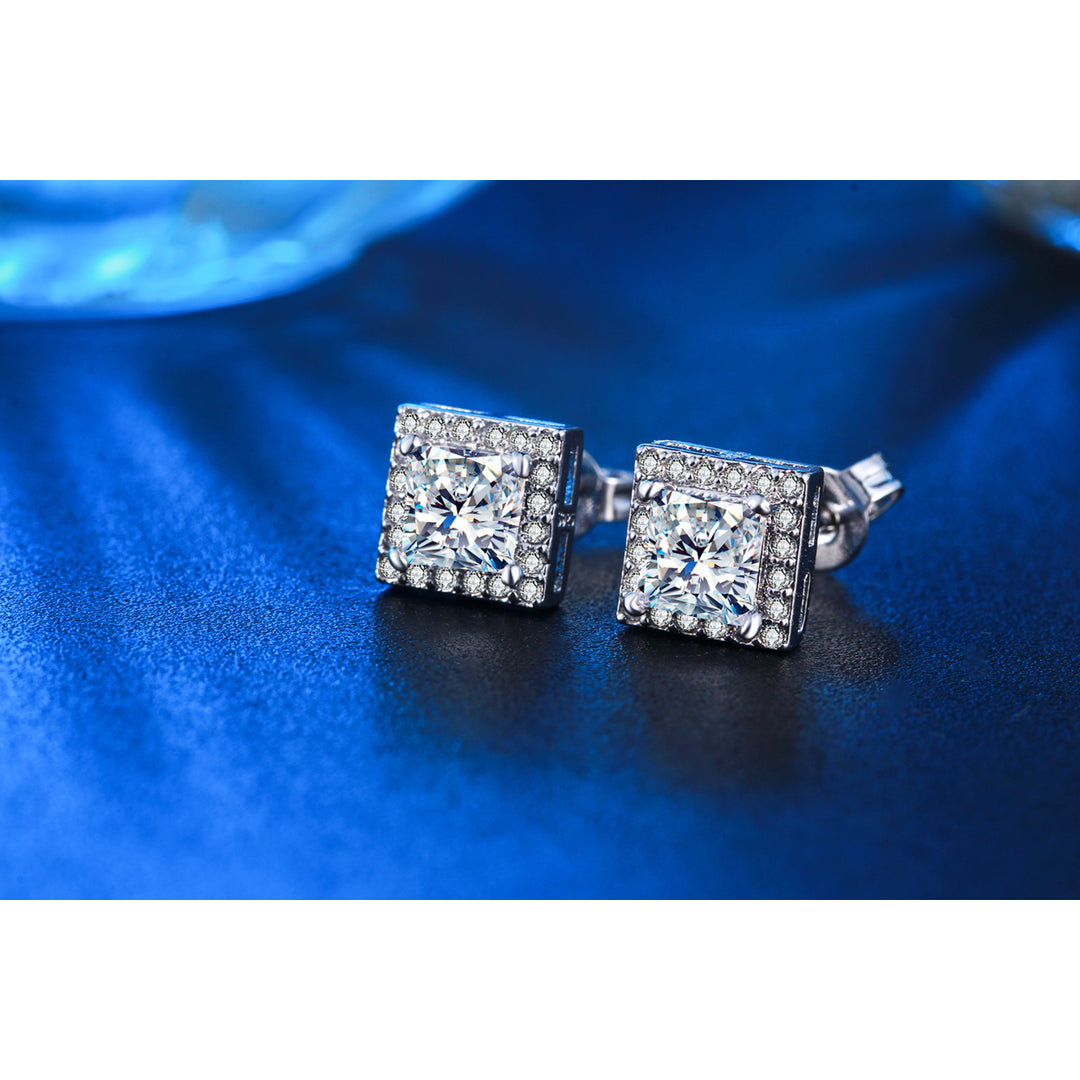 Princess Cut Luxury Swiss Stud Earrings Image 2