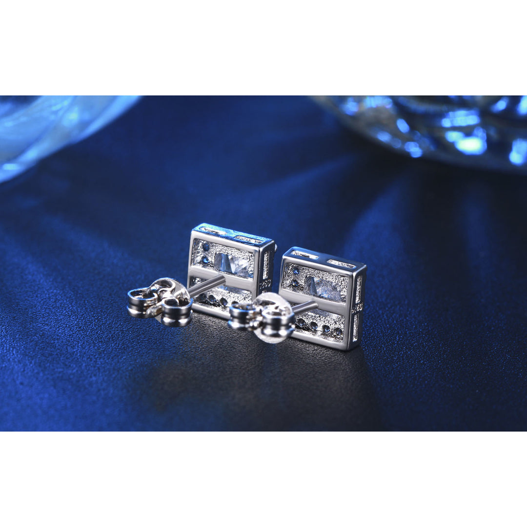 Princess Cut Luxury Swiss Stud Earrings Image 4