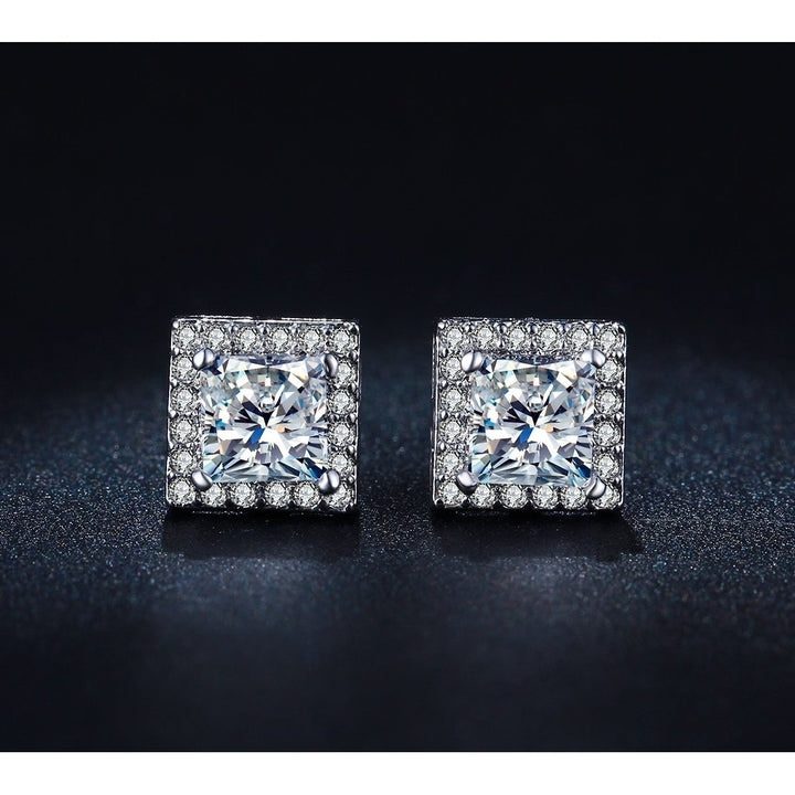 Princess Cut Luxury Swiss Stud Earrings Image 1