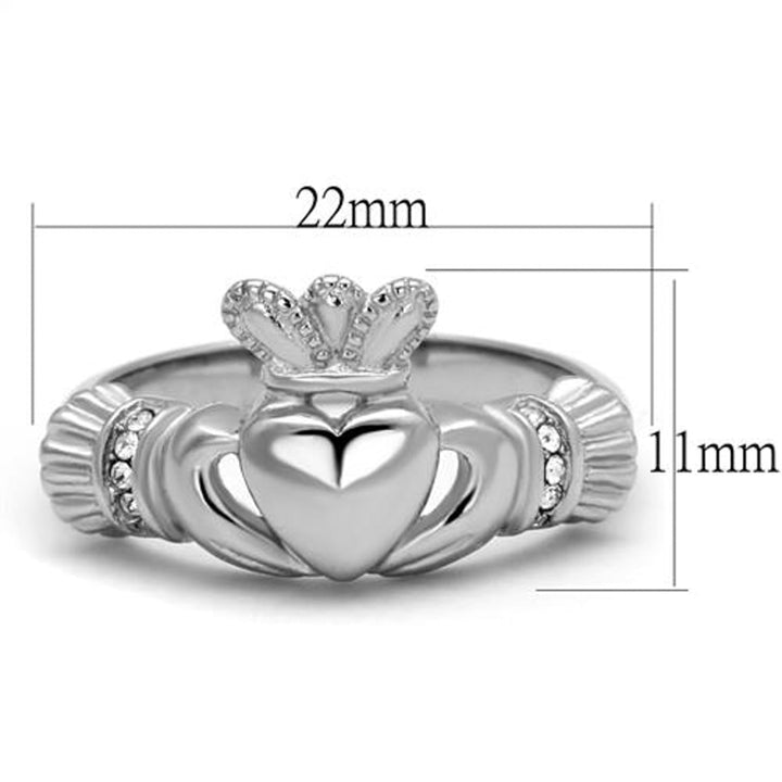 Stainless Steel Irish Claddagh Crystal Promise Fashion Ring Womens Size 5-10 Image 2