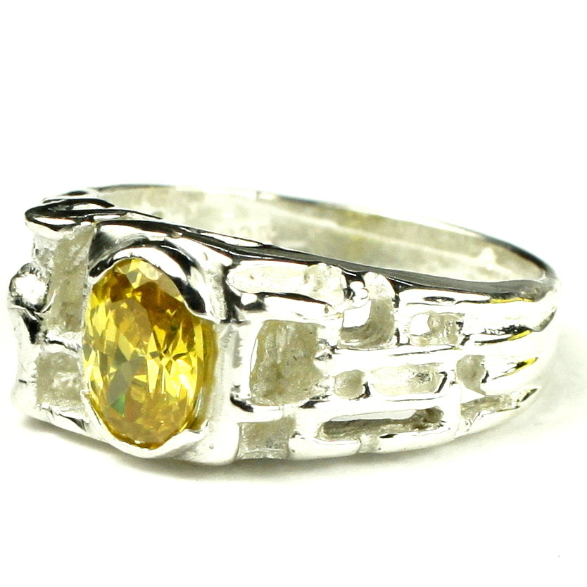 Sterling Silver Mens Nugget Ring Golden Yellow CZ Cubic Zirconia SR197 Image 2