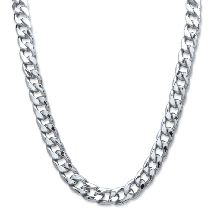Mens 15 mm Curb-Link Necklace in Silvertone 24" Image 1