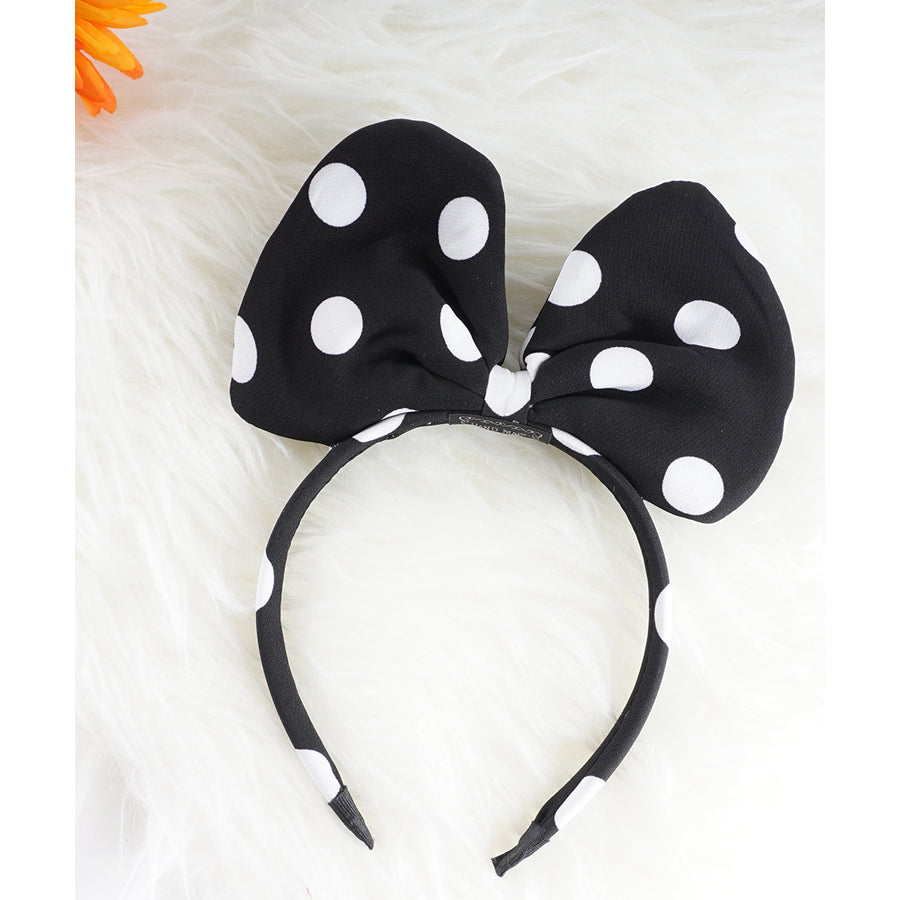 Minnie Mouse Bow HeadbandDisneyland HeadbandDisney Large Polka Dot Bow HeadbandBlack and White Spotted Big Bow Headband Image 1