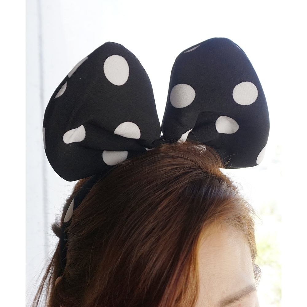 Minnie Mouse Bow HeadbandDisneyland HeadbandDisney Large Polka Dot Bow HeadbandBlack and White Spotted Big Bow Headband Image 2