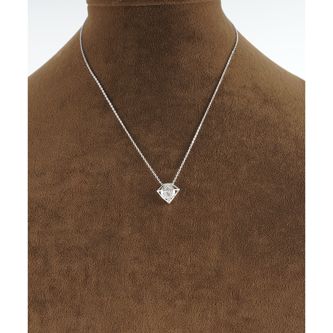 Diamond Necklace Diamond Shape Cut-Out Necklace with Sparkling Crystal Inside Rose Gold and Silver Diamond Necklace Image 3