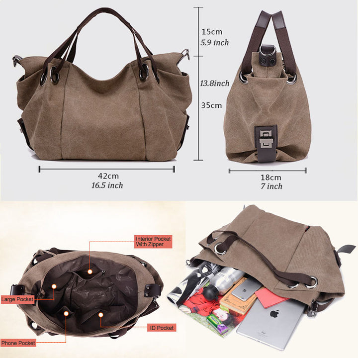 Women Fashion Canvas Handbag in 5 Assorted Colors Image 4