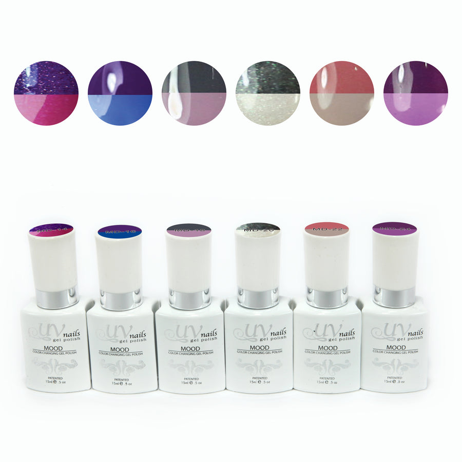 UV-NAILS Mood Changing Gel Polish Colors - Set Of 6 Limited Edition! 6MD-5 Image 1
