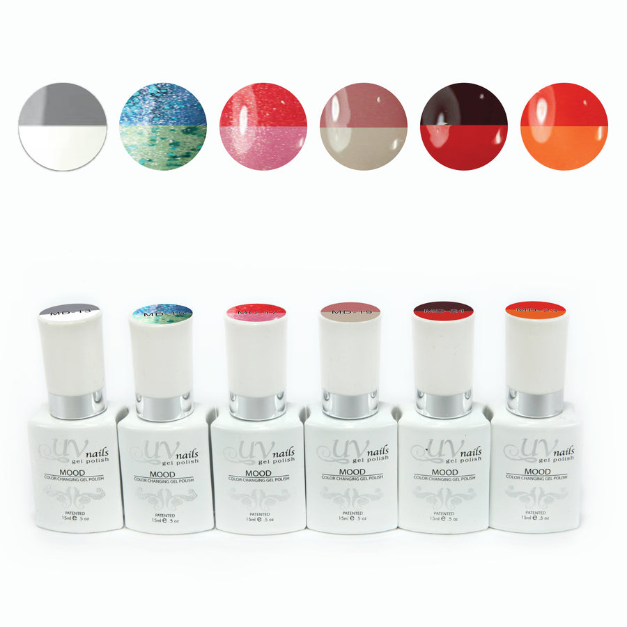 UV-NAILS Mood Changing Gel Polish Colors - Set Of 6 Limited Edition! 6MD-6 Image 1