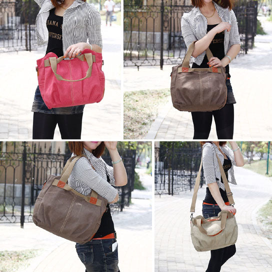 Women Soft Canvas Handbag Fashion Tote Bag in 9 Assorted Color Image 4