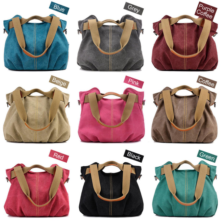 Women Soft Canvas Handbag Fashion Tote Bag in 9 Assorted Color Image 6