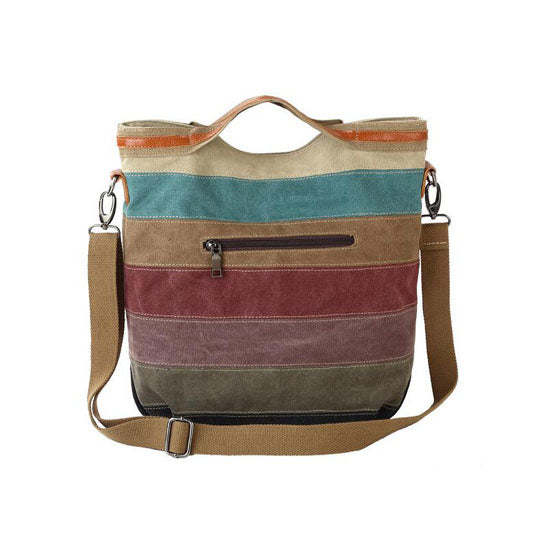 Women Leisure Rainbow Canvas Tote Bag Handbag Image 4