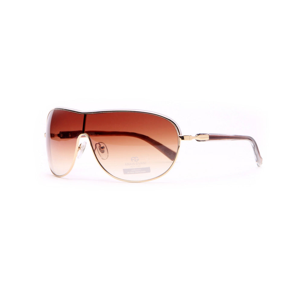 Anais Gvani Shield Frame Fashion Sunglasses w/ Transparent Accented Sides by Dasein Image 2