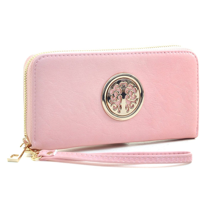 Dasein Emblem Embossed Zip Around Wallet for Women w/ Wrist Strap Image 4