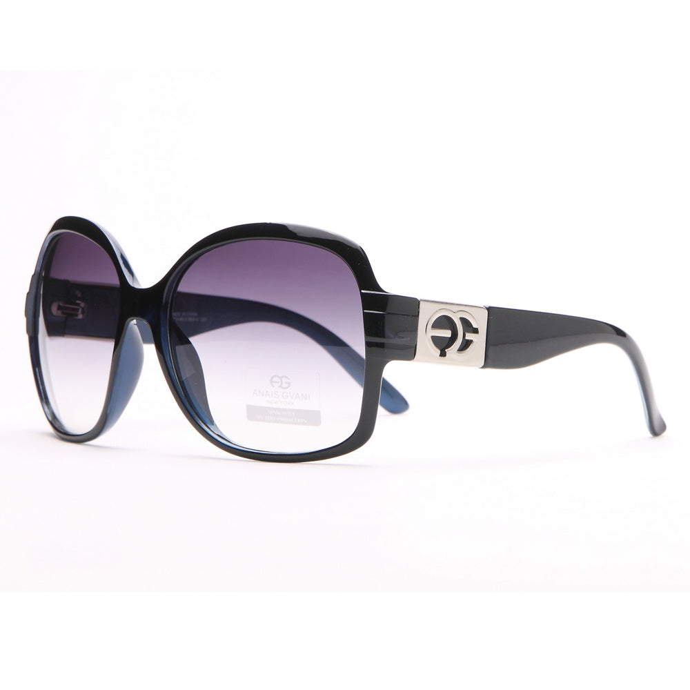 Anais Gvani Round Box Frame Fashion Sunglasses Black by Dasein for Women Image 3