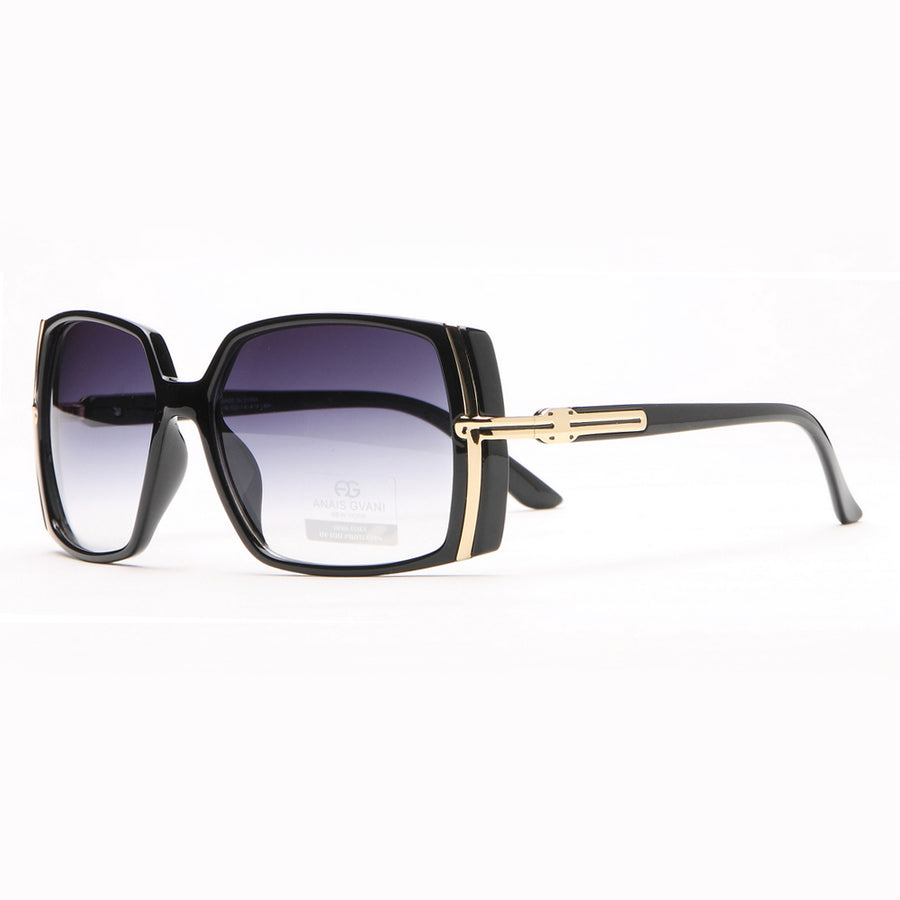 Anais Gvani Classic Square Frame Sunglasses with Gold Lined Accent by Dasein Image 1