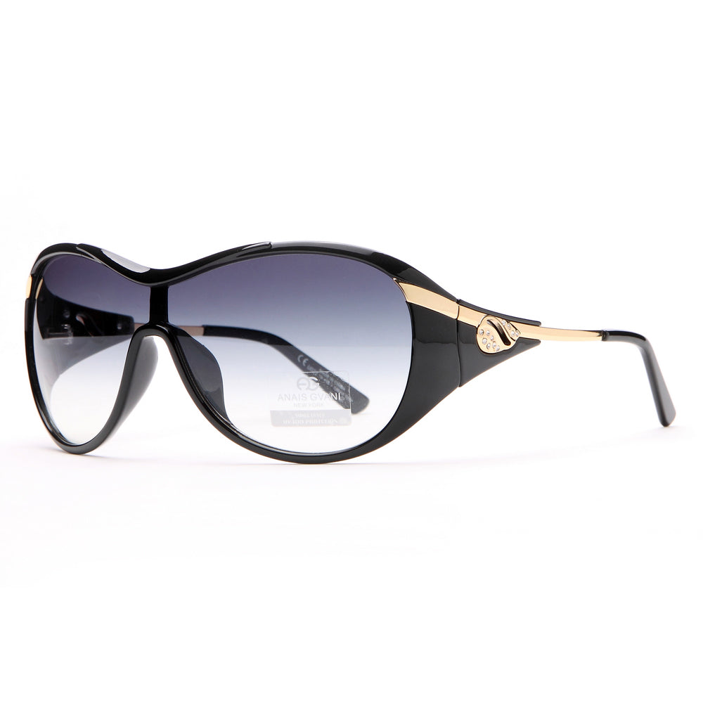 Anais Gvani Glam Shield Fashion Sunglasses with Gold Temple Accent by Dasein Image 1