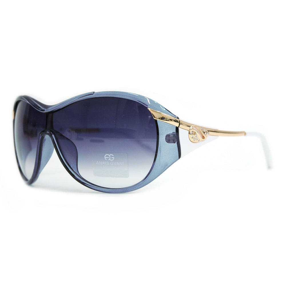 Anais Gvani Glam Shield Fashion Sunglasses with Gold Temple Accent by Dasein Image 2