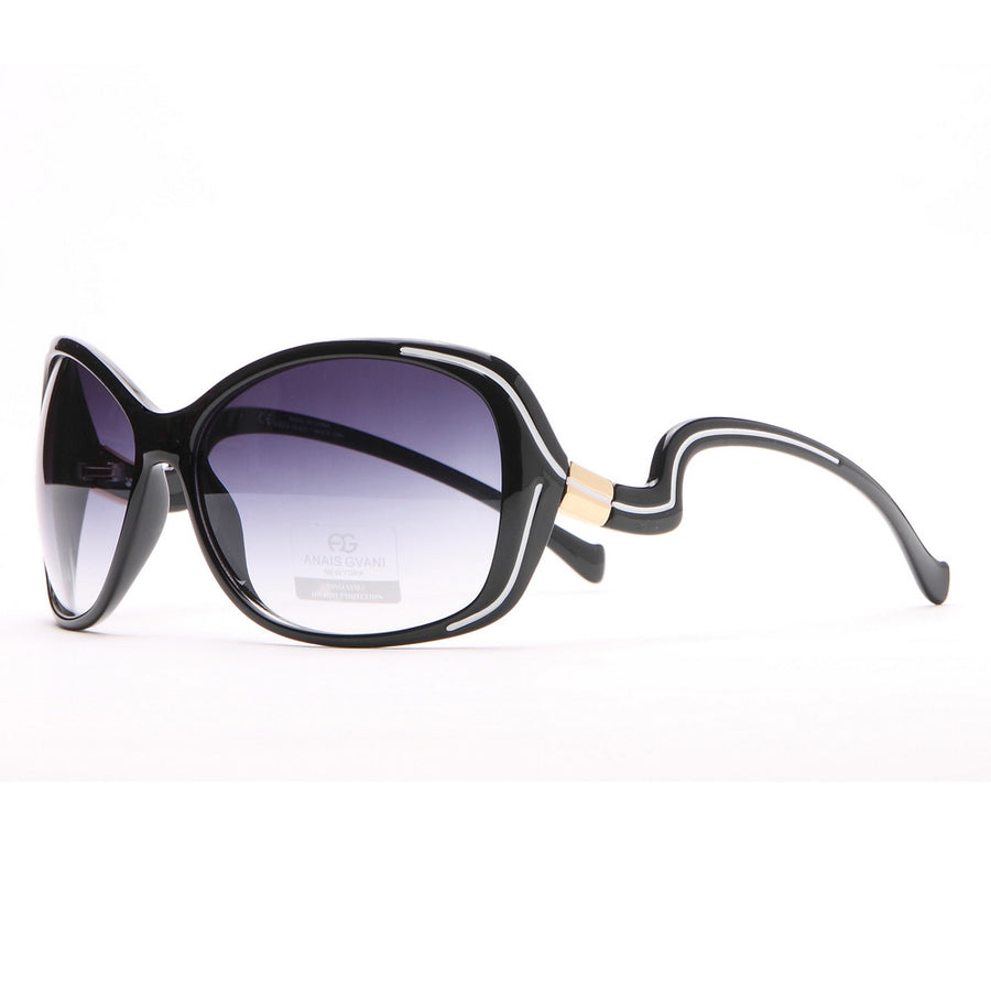 Anais Gvani Outlined Fashion Sunglasses w/ Curvy Details for Women by Dasein Image 1