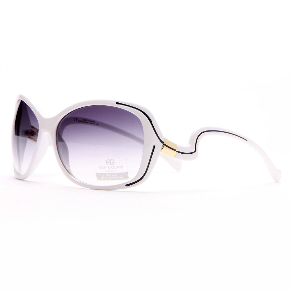 Anais Gvani Outlined Fashion Sunglasses w/ Curvy Details for Women by Dasein Image 2