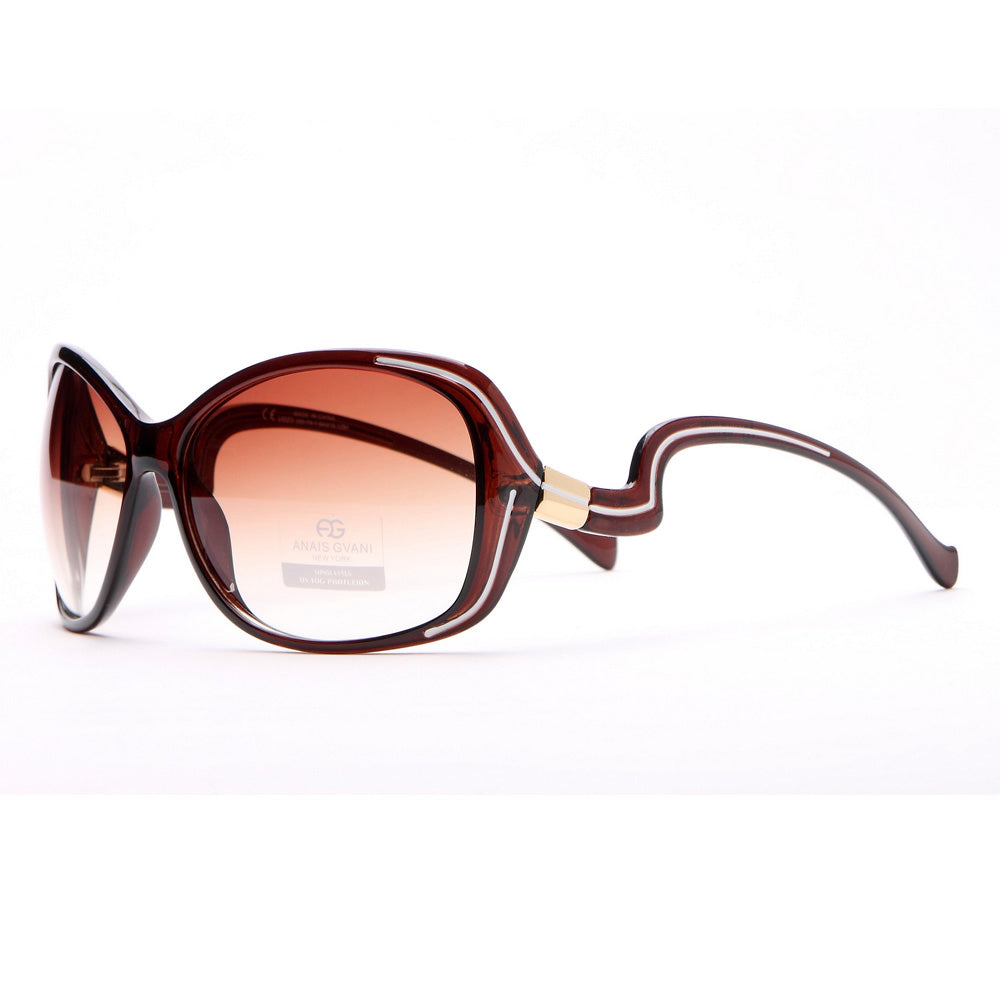 Anais Gvani Outlined Fashion Sunglasses w/ Curvy Details for Women by Dasein Image 3