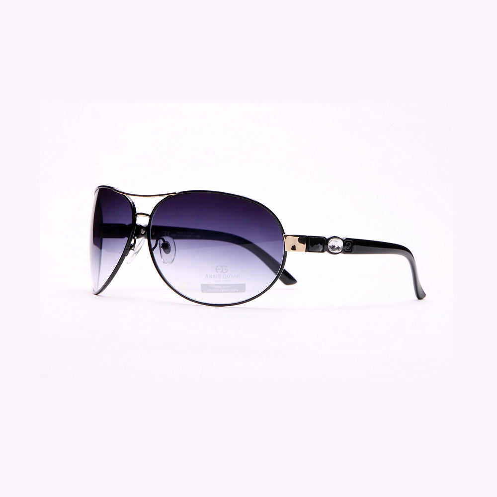 Anais Gvani Womens Glitzy Fashion Aviator Sunglasses w/ Gem Stones on Side by Dasein Image 4