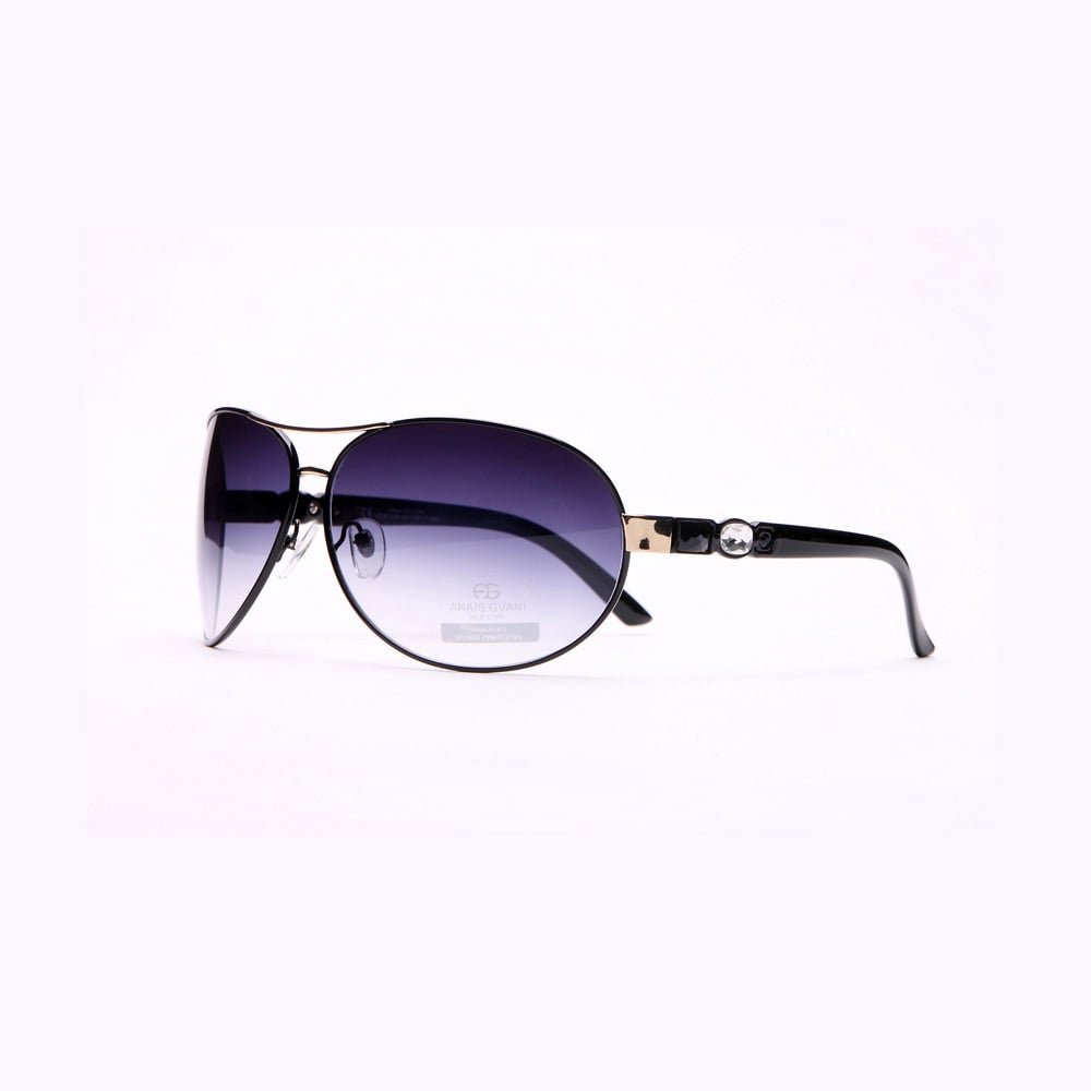 Anais Gvani Womens Glitzy Fashion Aviator Sunglasses w/ Gem Stones on Side by Dasein Image 1