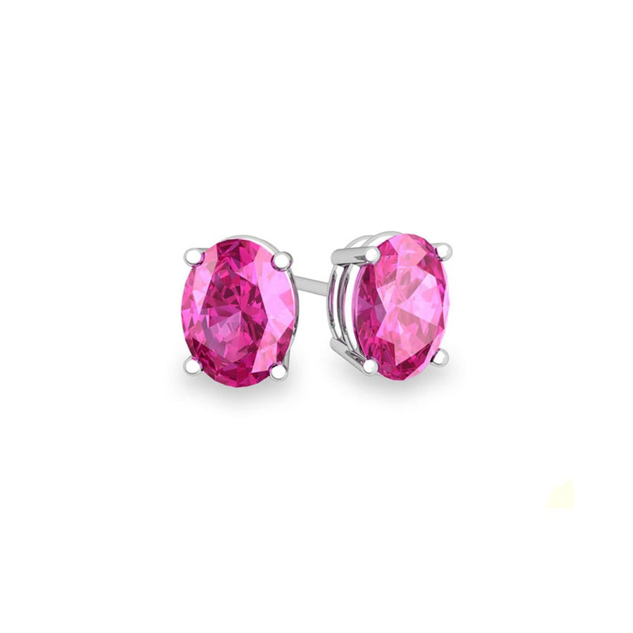 Genuine Pink Sapphire Studs 2.00 CTTW Solid Sterling Silver Oval Cut Earrings Image 1