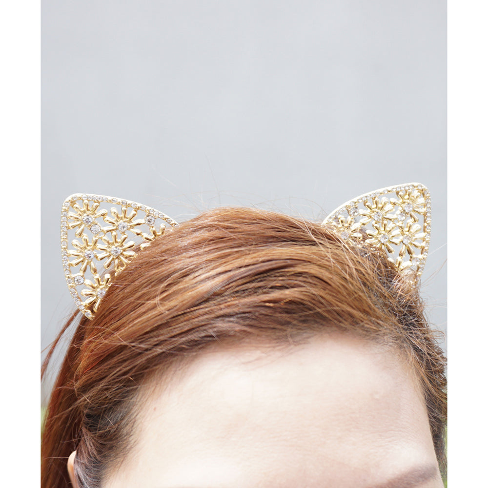 Crystal Cat EarsCat Ears HeadbandGold Cat Ears HeadbandGold Crystal Cat EarsJewel Cat EarsJeweled Cat EarsRave Cat Ears Image 2