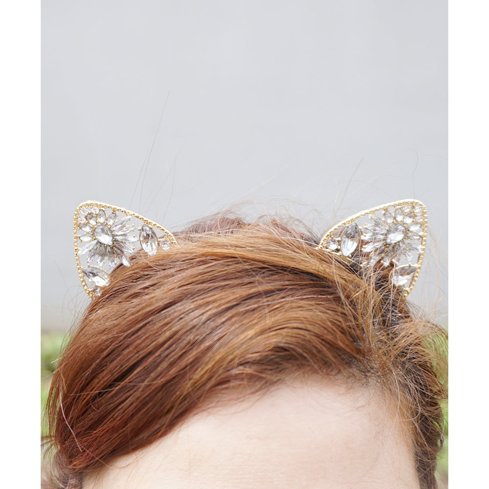 Crystal Cat EarsCat Ears HeadbandBejeweled Cat EarsRave Cat EarsFestival Cat EarsCosplay Cat Ears Image 2