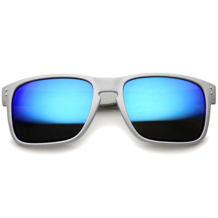 Mens Action Sports Skater Surfer Rectangle Mirrored Lens Sunglasses 55mm Image 4