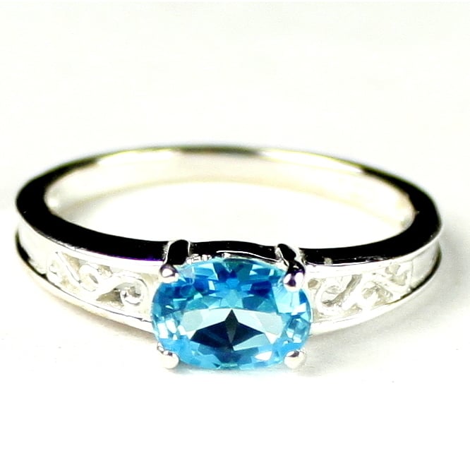 SR362 Swiss Blue Topaz 925 Sterling Silver Ladies Ring Image 1