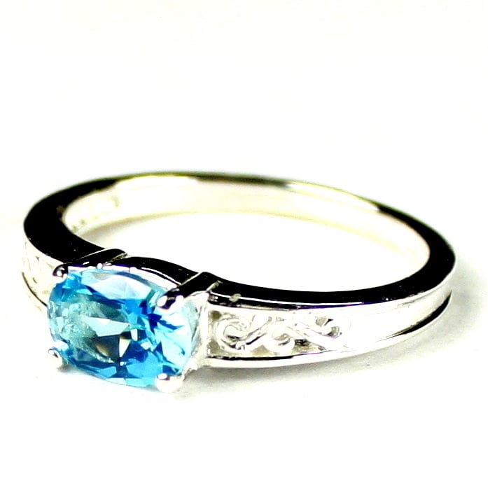 SR362 Swiss Blue Topaz 925 Sterling Silver Ladies Ring Image 2