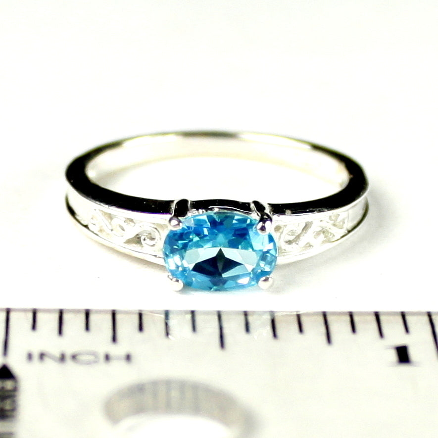 SR362 Swiss Blue Topaz 925 Sterling Silver Ladies Ring Image 4