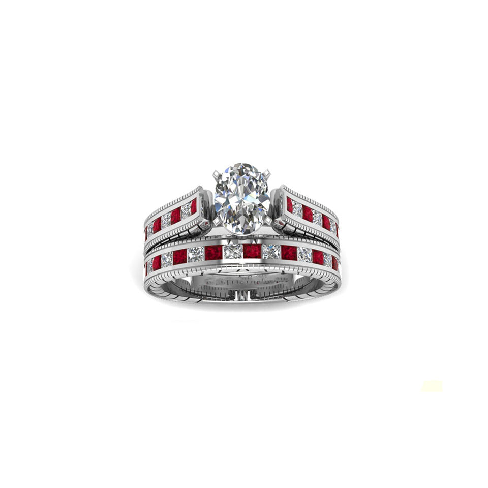 2 piece 2.5 Cttw Simulated Ruby Ring and Band Set Image 1