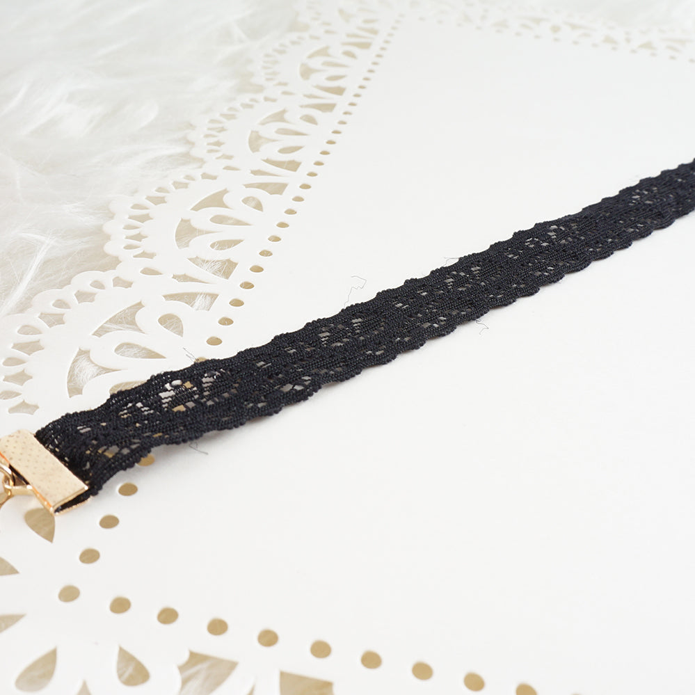 Black Lace Choker Thin Dainty Floral Lace Choker Simple Thin Lace Choker Layering Lace Choker 90s Choker Image 1