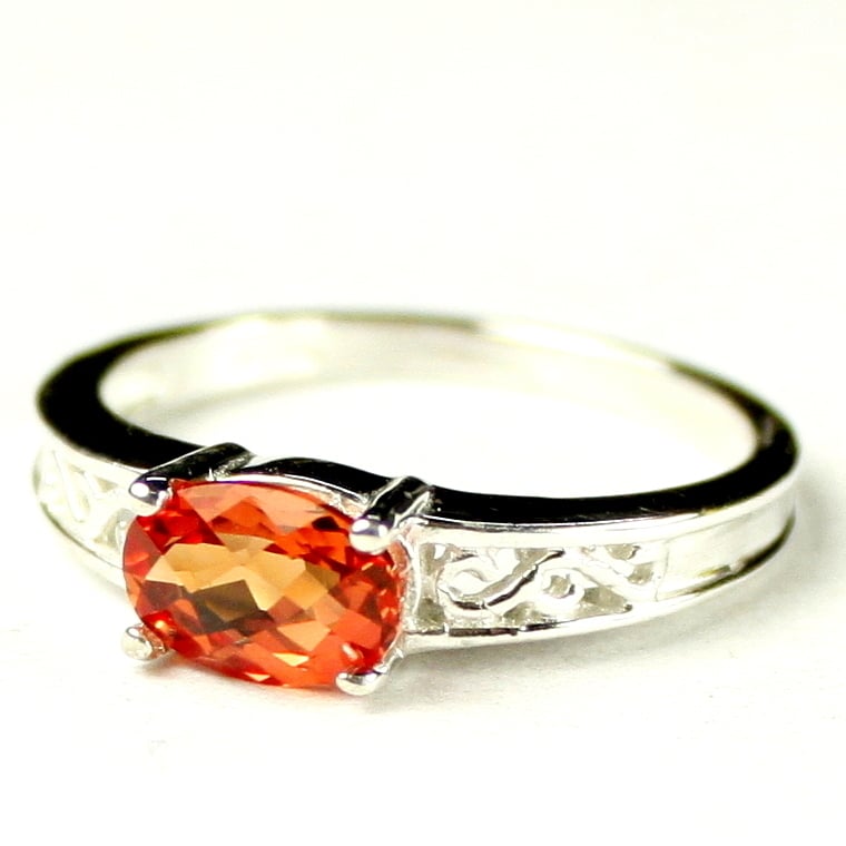 SR362 Created Padparadsha Sapphire 925 Sterling Silver Ring Image 2