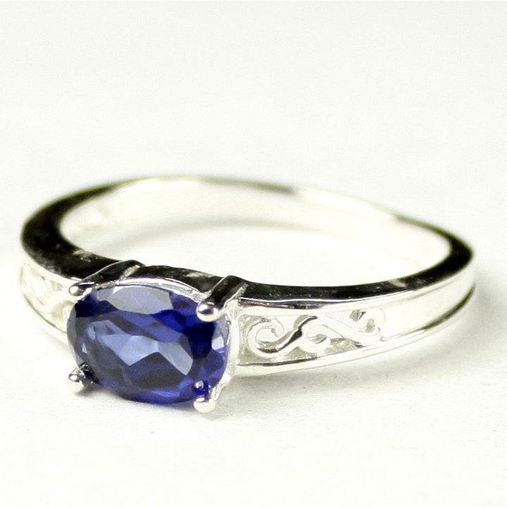 SR362 Created Blue Sapphire 925 Sterling Silver Ring Image 2