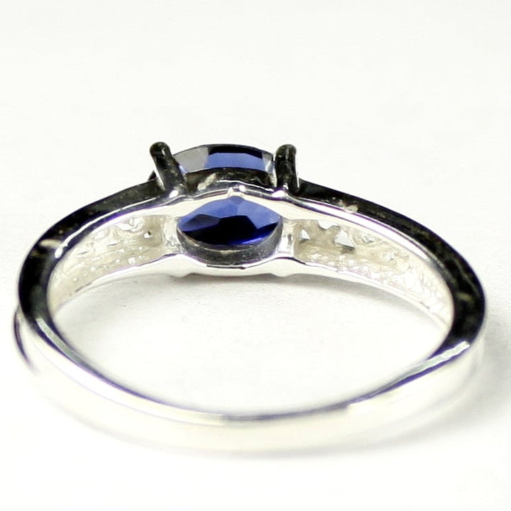 SR362 Created Blue Sapphire 925 Sterling Silver Ring Image 4