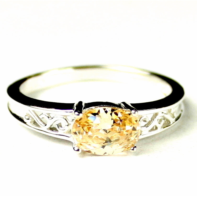 SR362 Champagne CZ 925 Sterling Silver Ring Image 1