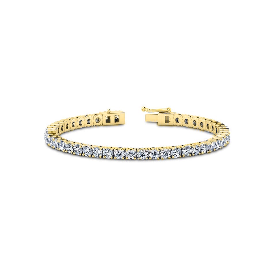 11.00CTTW Round Cut Tennis Bracelet in 18k Gold Image 1