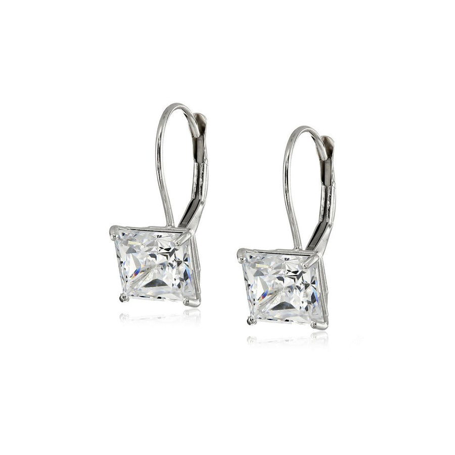2.50 CTTW Princess Cut Swarovski Elements Crystal Leverback Earrings Image 1