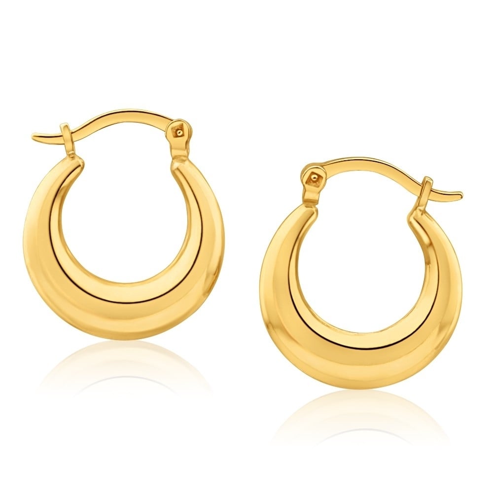 Solid 14k Gold Graduated French Lock Hoops Image 1