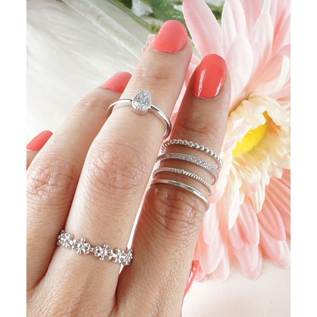 Silver Midi Rings Set Dainty Midi Rings Set Cute Little Stacked Silver Midi Rings Knuckle Rings Minimalist Midi Rings Image 1