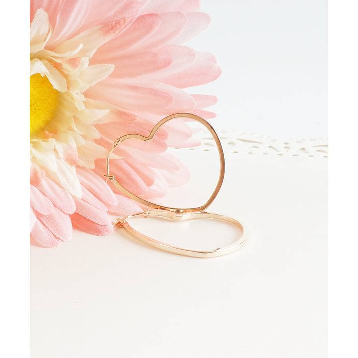 Heart Hoop Earrings Rose Gold Heart Shaped Hoop Earrings Rose Gold Hoop Earrings Everyday Hoop Earrings Image 1