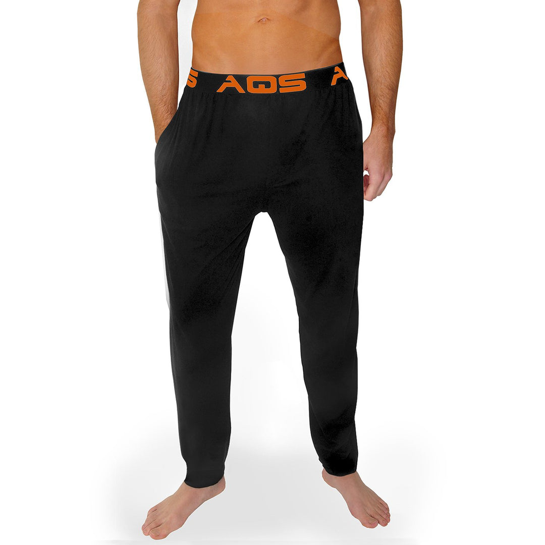 AQS Unisex Black/Orange Lounge Pants Soft loose-fitting lounge pants Wide Image 1